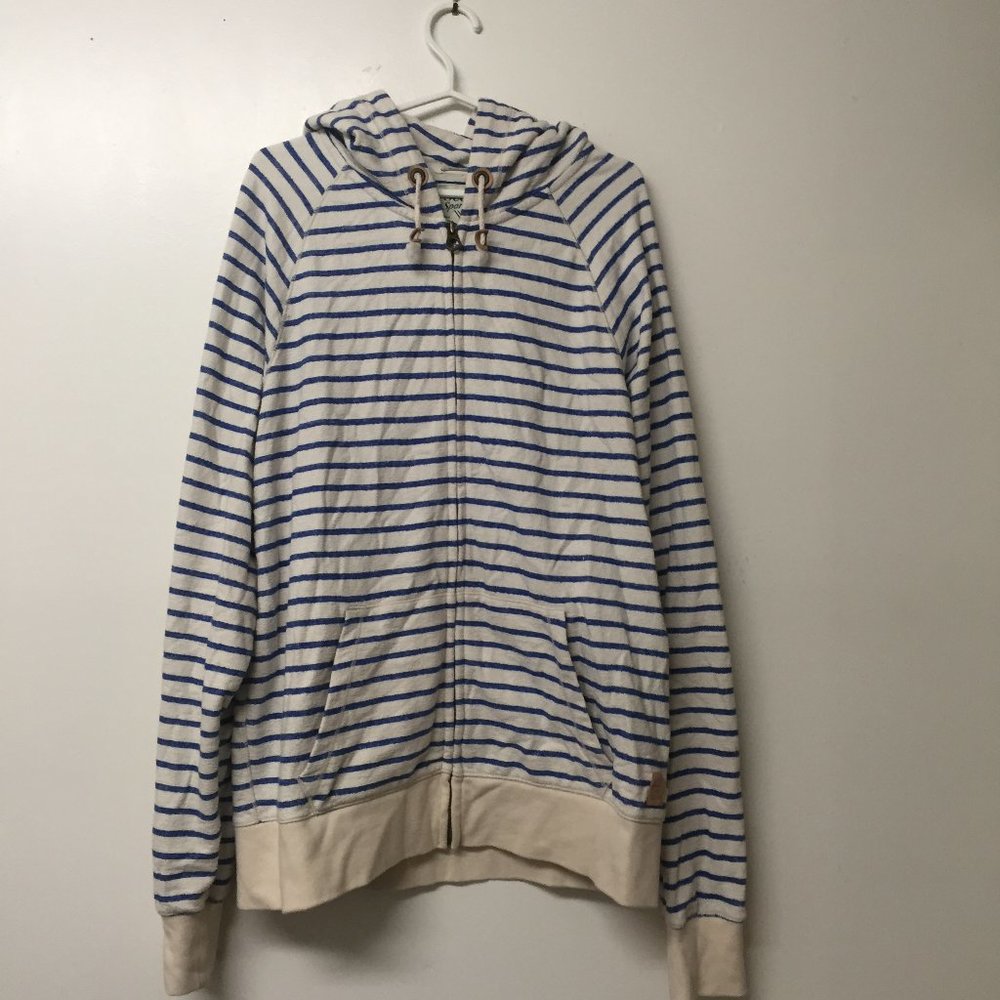 Scotch & Soda Striped Blue & Cream Hooded Zip Sweater